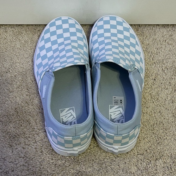 Vans Slip On Blue Checkered Shoes - Picture 2 of 6